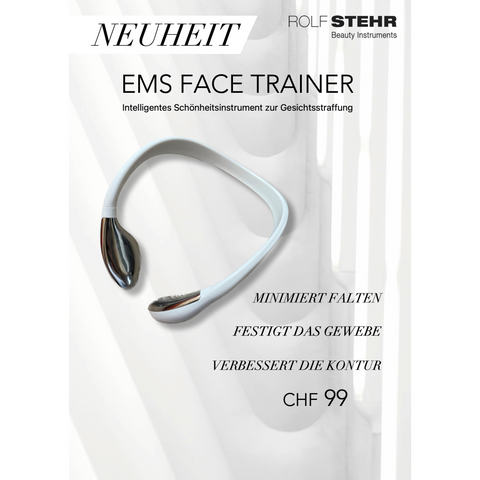 Display Rückwandbild, zweiseitig "Neuheit: EMS Face Trainer"